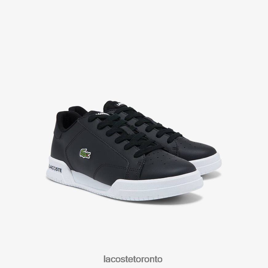 Shoes Lacoste Twin Serve Synthetic Sneakers Black  White Kids Z60BPR3319