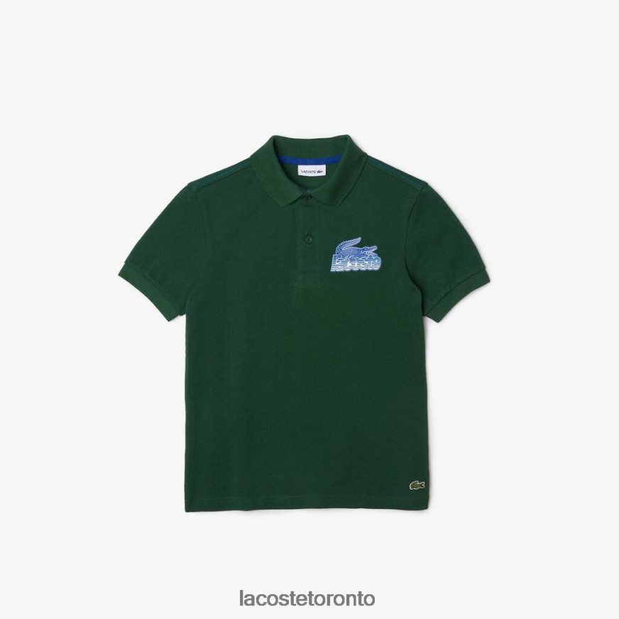 Clothing Lacoste Organic Cotton Contrast Print Polo Green Kids Z60BPR3034