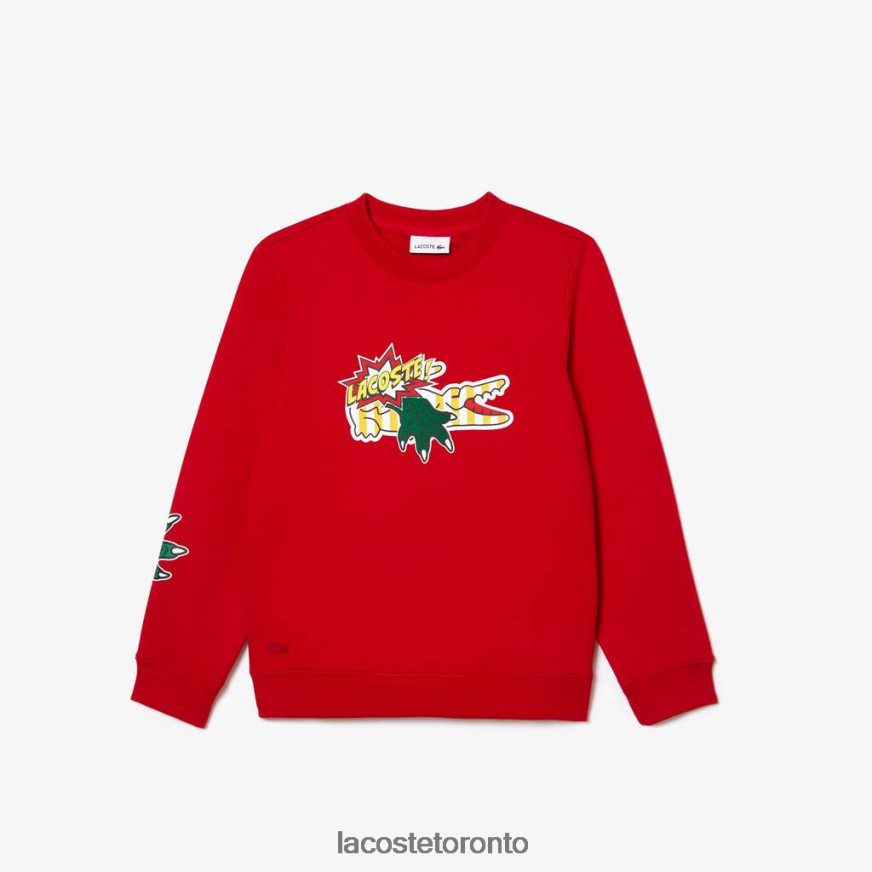 Clothing Lacoste Comic Print Organic Cotton Sweatshirt Red Kids Z60BPR3193