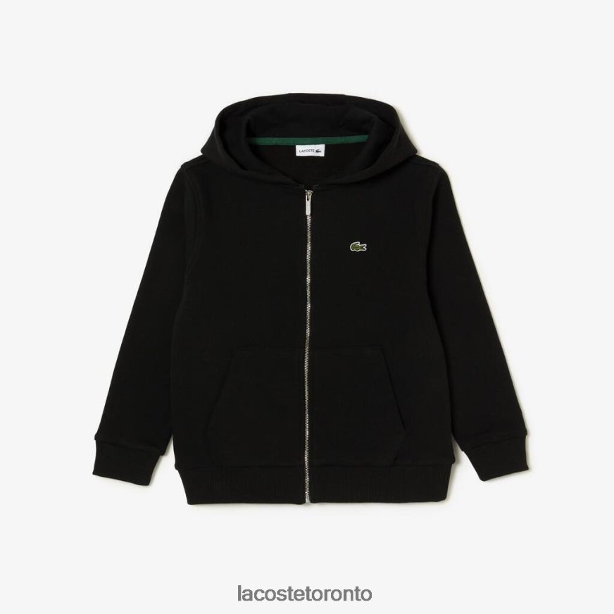 Clothing Lacoste Kangaroo Pocket Hooded Zip Sweatshirt Black Kids Z60BPR3190