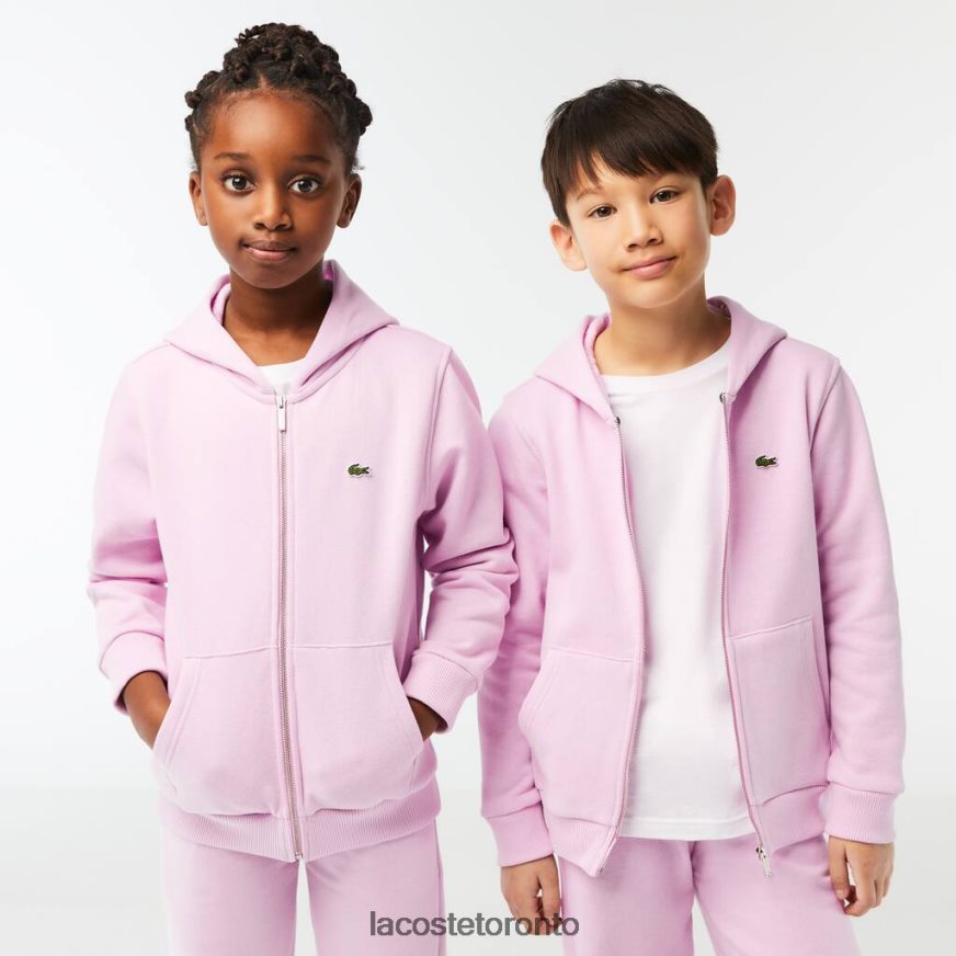 Clothing Lacoste Kangaroo Pocket Hooded Zip Sweatshirt Pink Kids Z60BPR3252