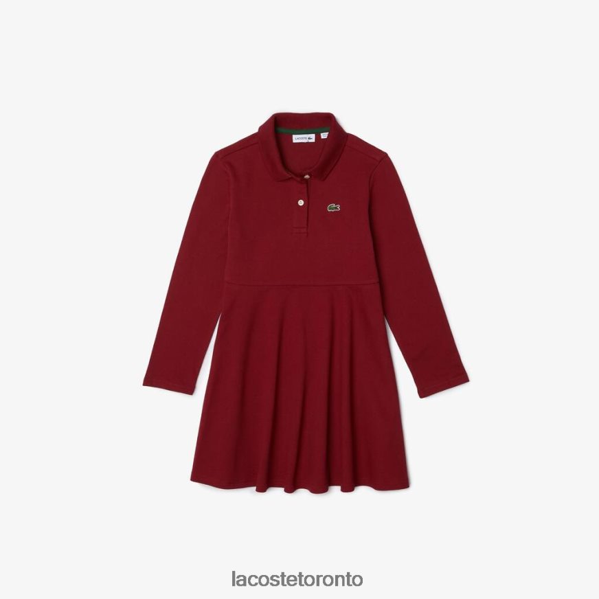 Clothing Lacoste Pique Polo Dress Bordeaux Kids Z60BPR3281