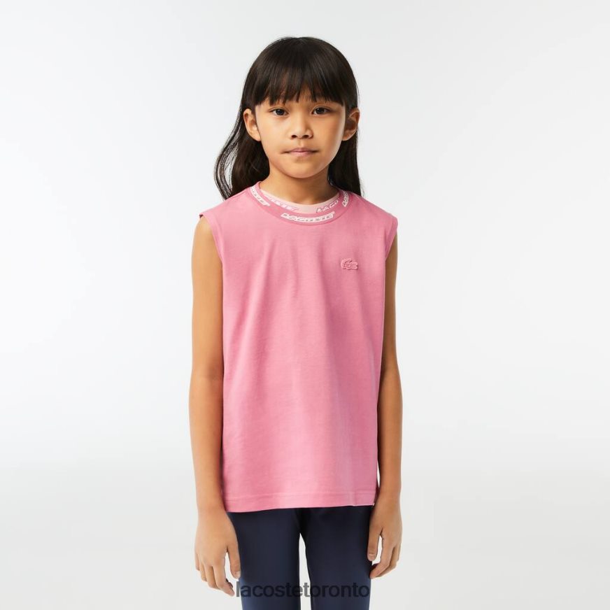 Clothing Lacoste Cotton Jersey Sleeveless T-Shirt Pink Kids Z60BPR3017