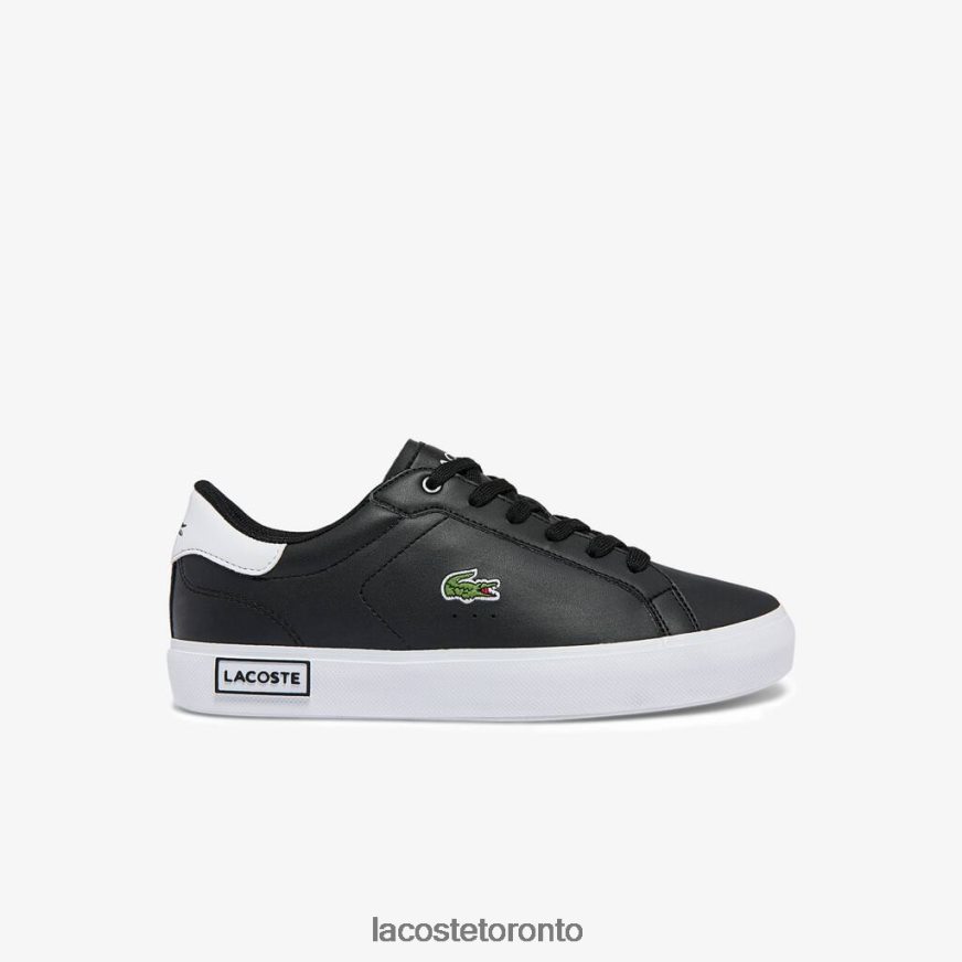 Shoes Lacoste Powercourt Synthetic Sneakers Black & White Kids Z60BPR3309