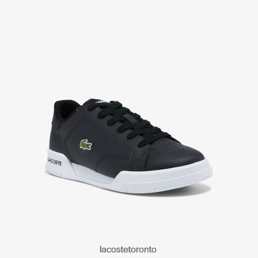 Shoes Lacoste Twin Serve Synthetic Sneakers Black & White Kids Z60BPR3319