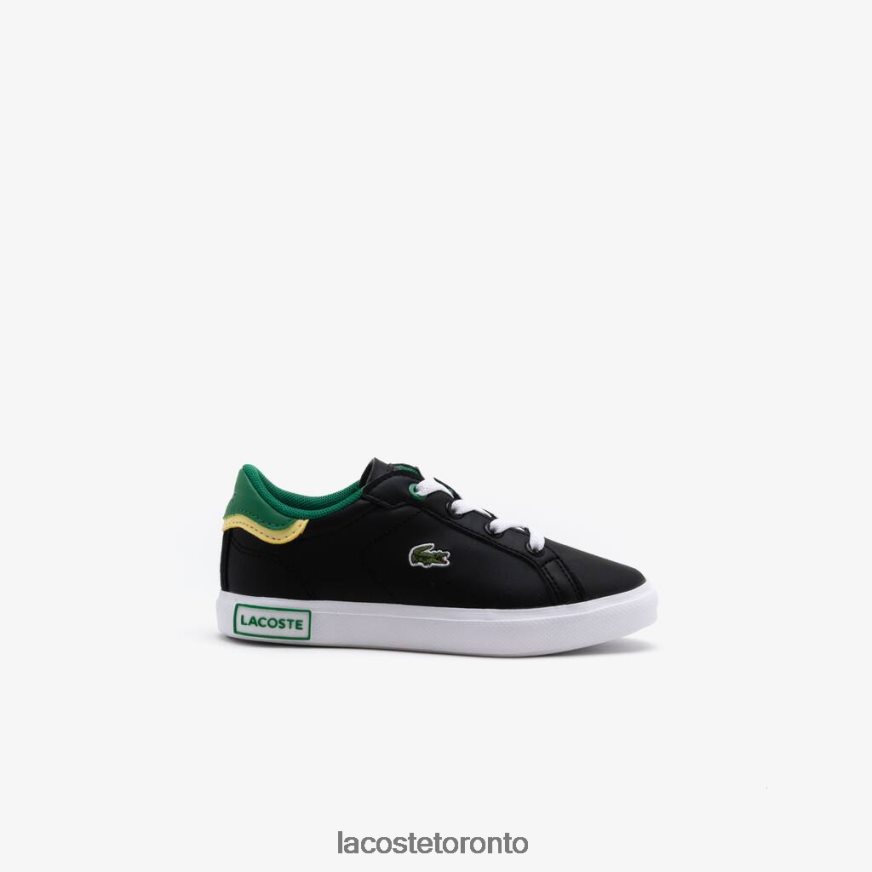 Shoes Lacoste Powercourt Synthetic Sneakers Black & Green Kids Z60BPR2978