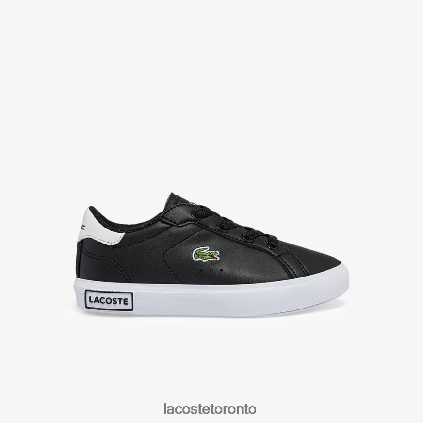 Shoes Lacoste Powercourt Synthetic Sneakers Black & White Kids Z60BPR2937