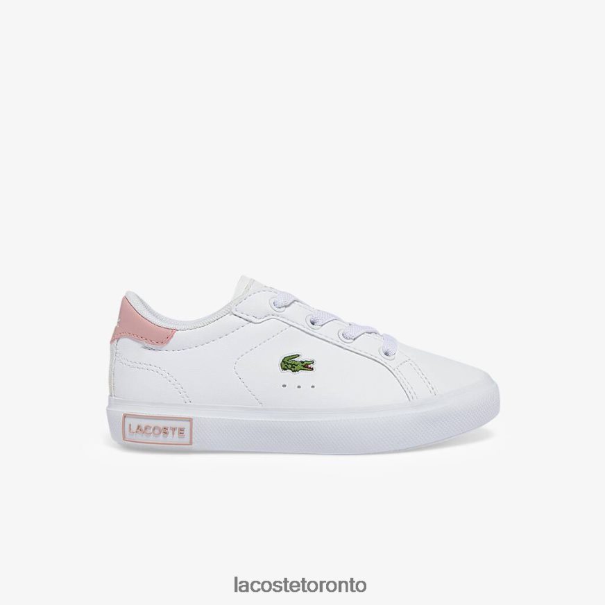 Shoes Lacoste Powercourt Synthetic Sneakers White & Light Pink Kids Z60BPR2936