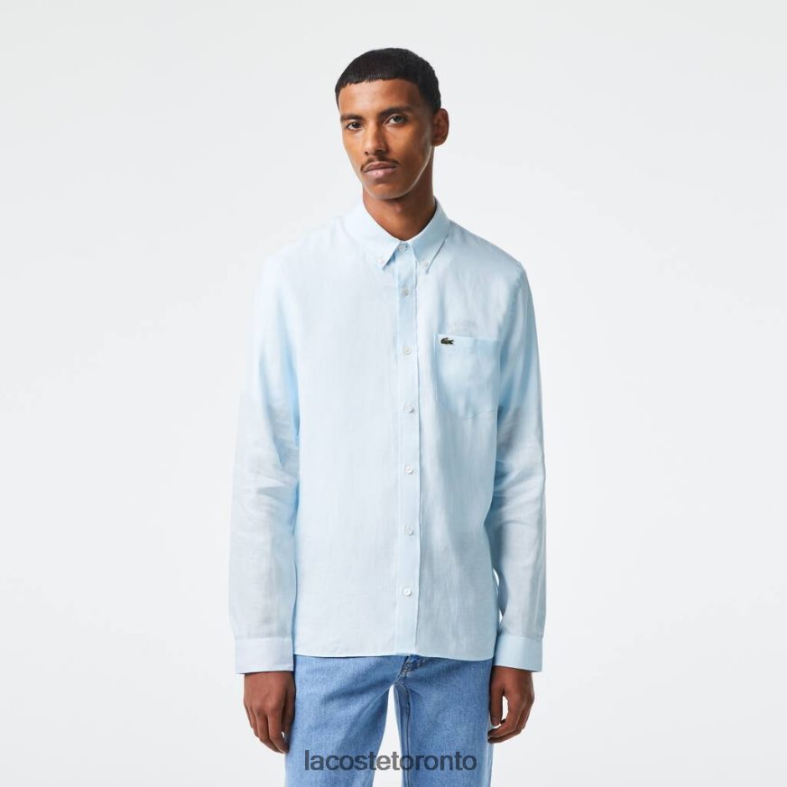 Clothing Lacoste Linen Shirt Light Blue Men Z60BPR468