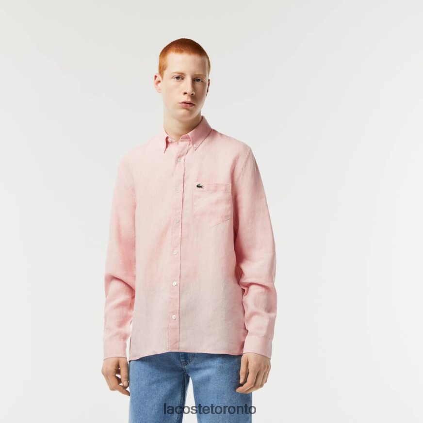 Clothing Lacoste Linen Shirt Light Pink Men Z60BPR470