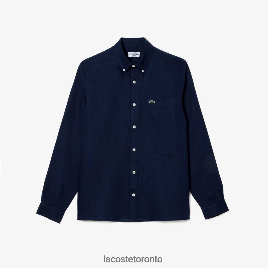 Clothing Lacoste Linen Shirt Navy Blue Men Z60BPR497