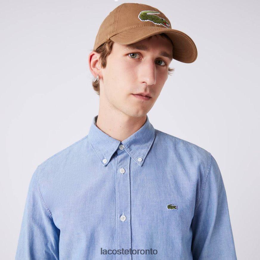 Clothing Lacoste Slim Fit Cotton Chambray Shirt Blue Men Z60BPR1572