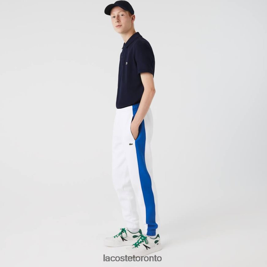 Clothing Lacoste Contrast Bands Trackpants White/Blue Men Z60BPR1060