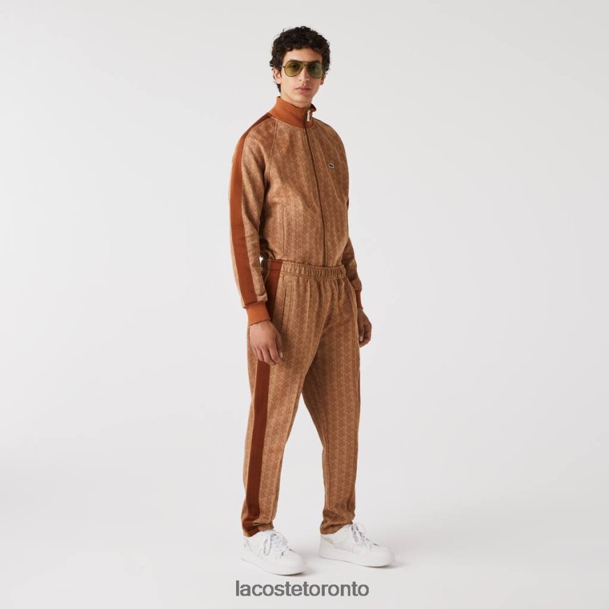 Clothing Lacoste Monogram Print Trackpants Beige/Brown Men Z60BPR280