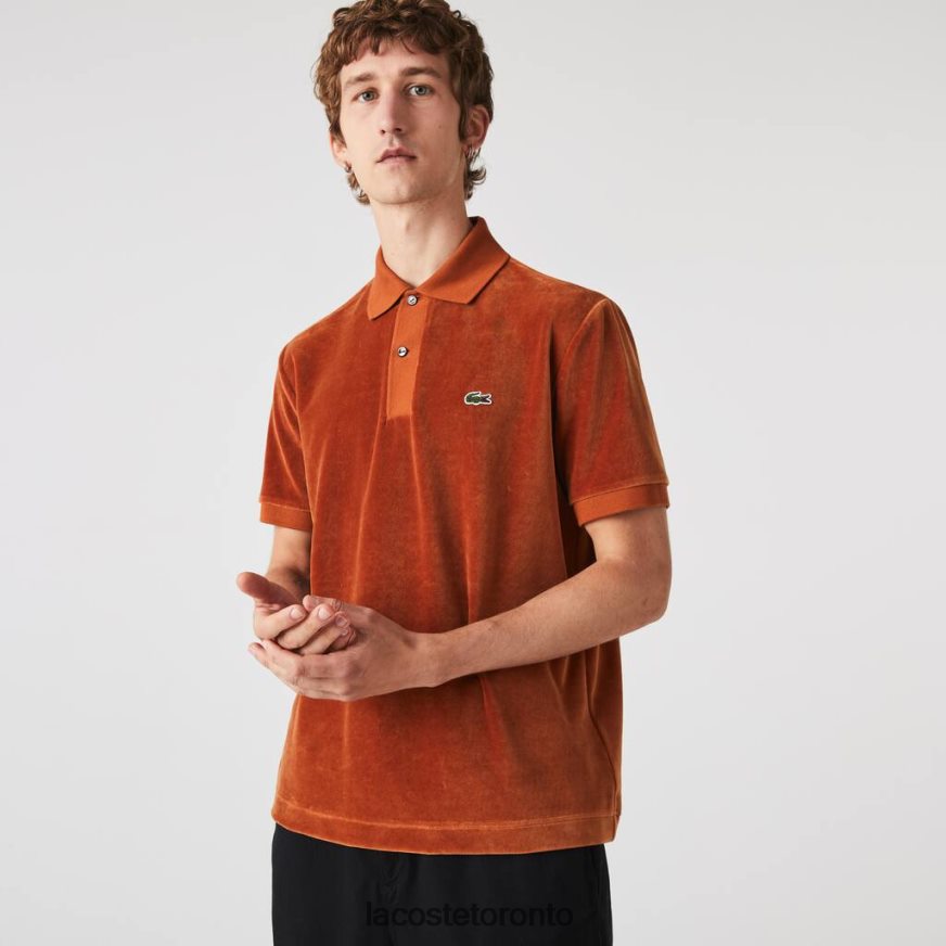 Clothing Lacoste Classic Fit Cotton Velvet Polo Brown Men Z60BPR739