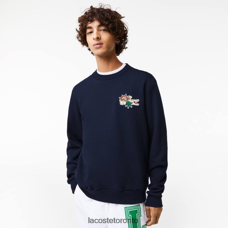 Clothing Lacoste Badge Organic Cotton Sweatshirt Navy Blue Men Z60BPR988