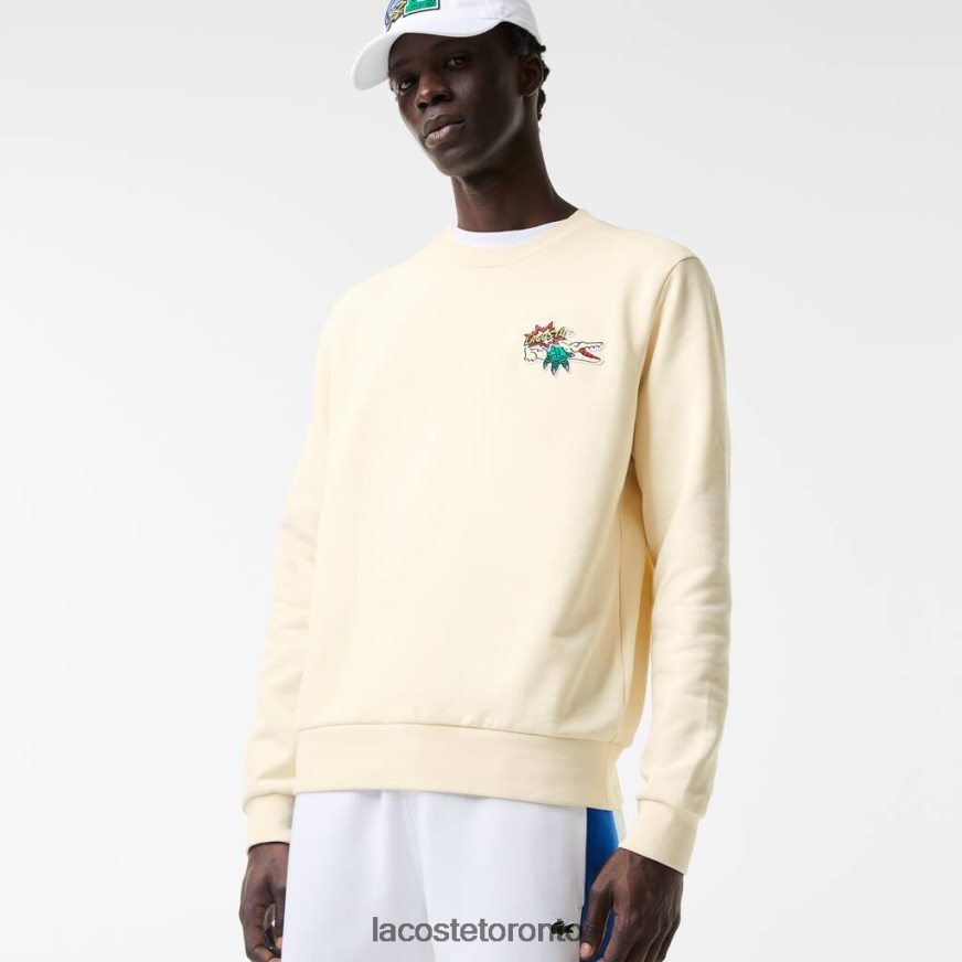 Clothing Lacoste Badge Organic Cotton Sweatshirt White Men Z60BPR989