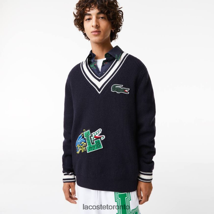 Clothing Lacoste Comic Badge Sweater Black/White Men Z60BPR1378