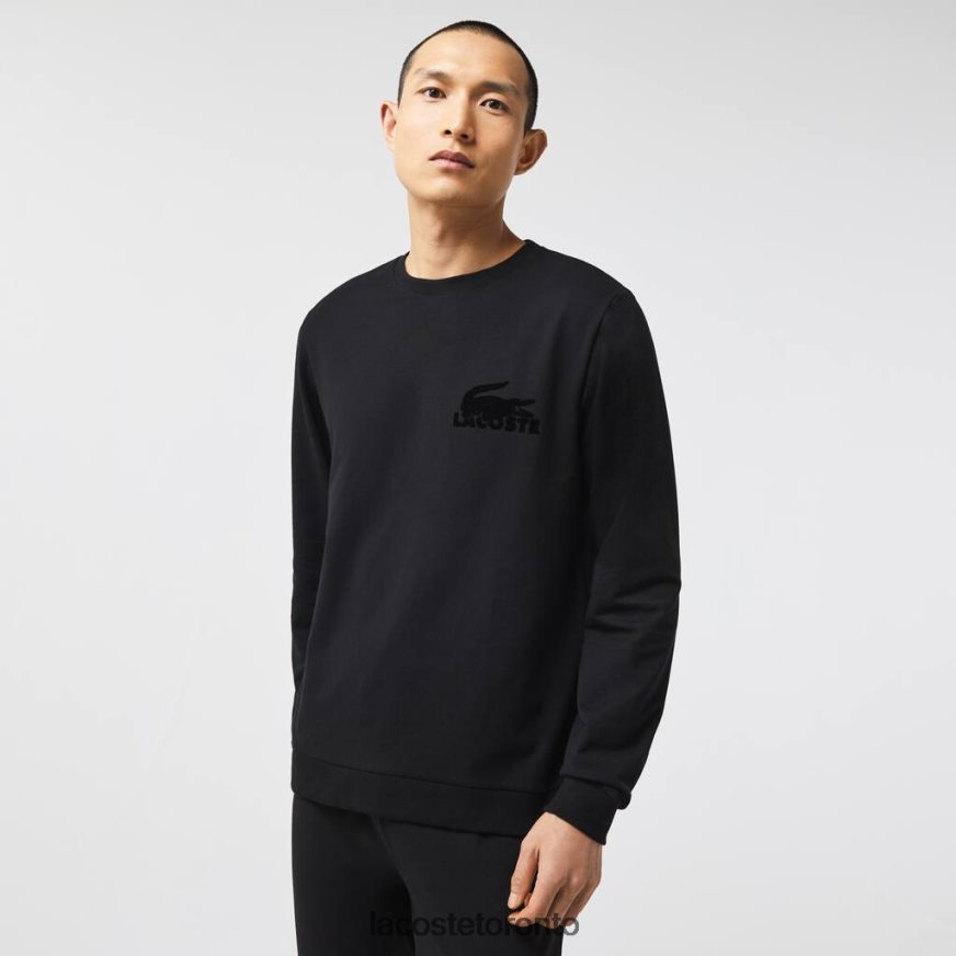 Clothing Lacoste Cotton Fleece Lounge Sweatshirt Black Men Z60BPR1387