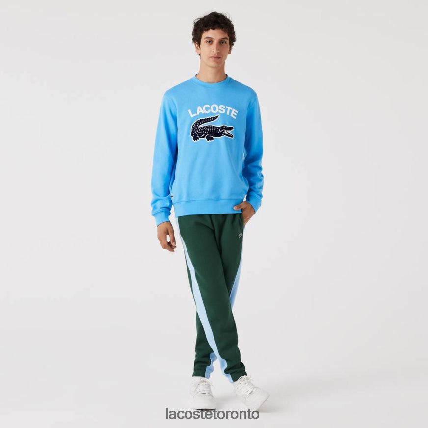 Clothing Lacoste Crocodile Print Crew Neck Sweatshirt Blue Men Z60BPR1031