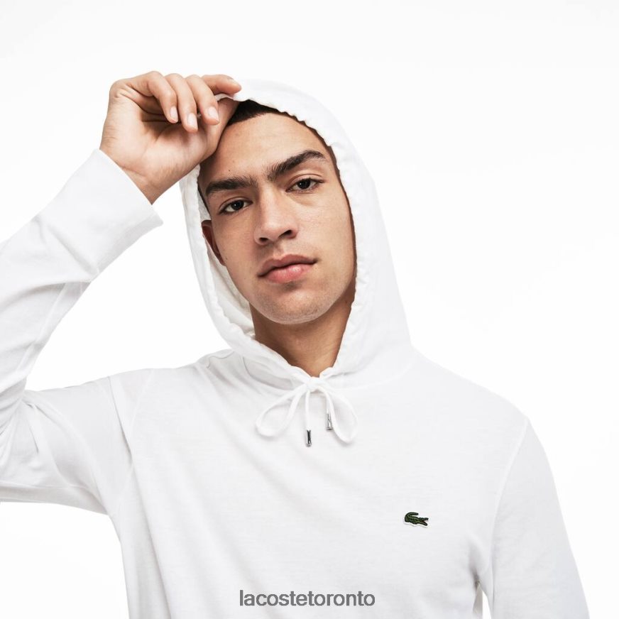 Clothing Lacoste Hooded Cotton Jersey Sweatshirt White Men Z60BPR736