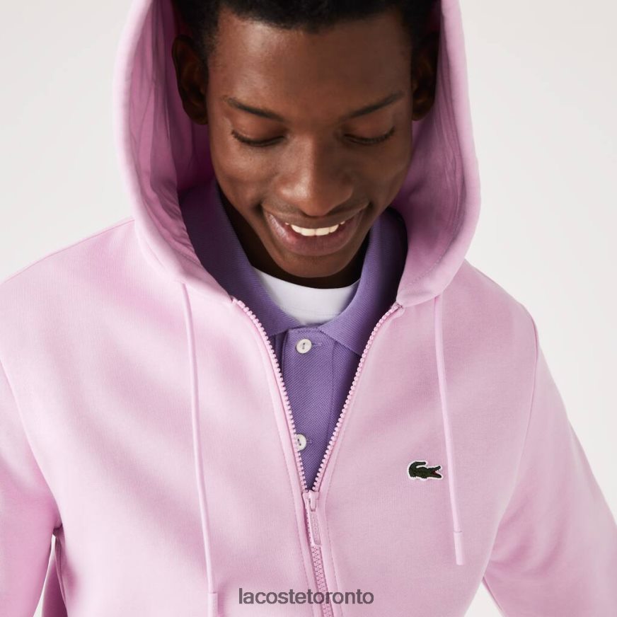 Clothing Lacoste Kangaroo Pocket Fleece Zipped Sweatshirt Pink Men Z60BPR1149