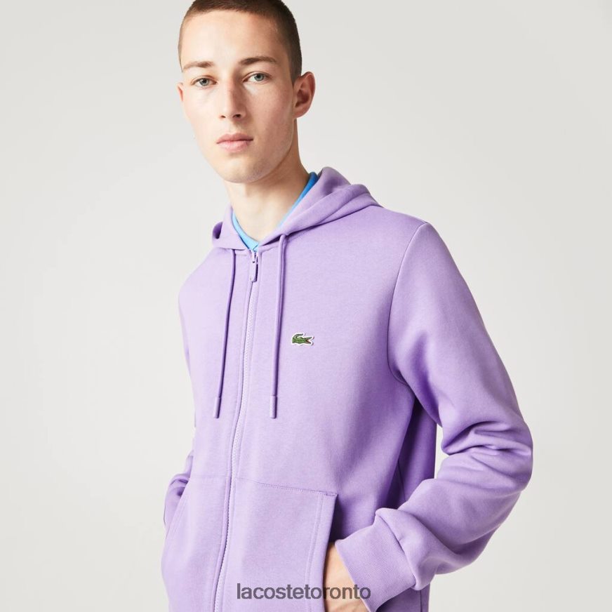 Clothing Lacoste Kangaroo Pocket Fleece Zipped Sweatshirt Purple Men Z60BPR1102