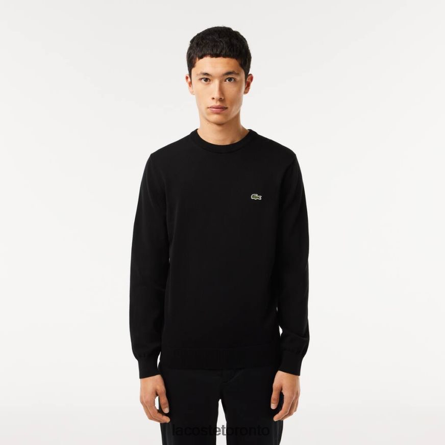 Clothing Lacoste Organic Cotton Crew Neck Sweater Black Men Z60BPR1450