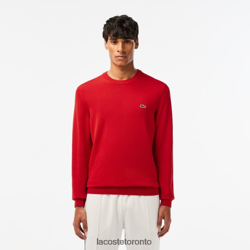 Clothing Lacoste Organic Cotton Crew Neck Sweater Red Men Z60BPR1453