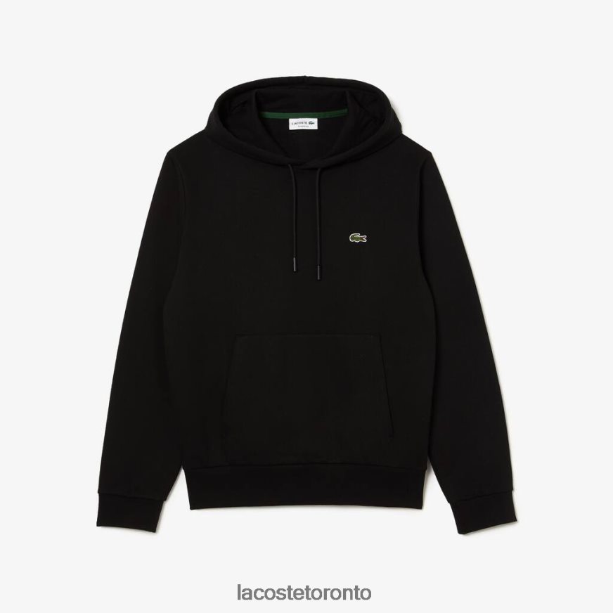 Clothing Lacoste Organic Cotton Hooded Sweatshirt Black Men Z60BPR266