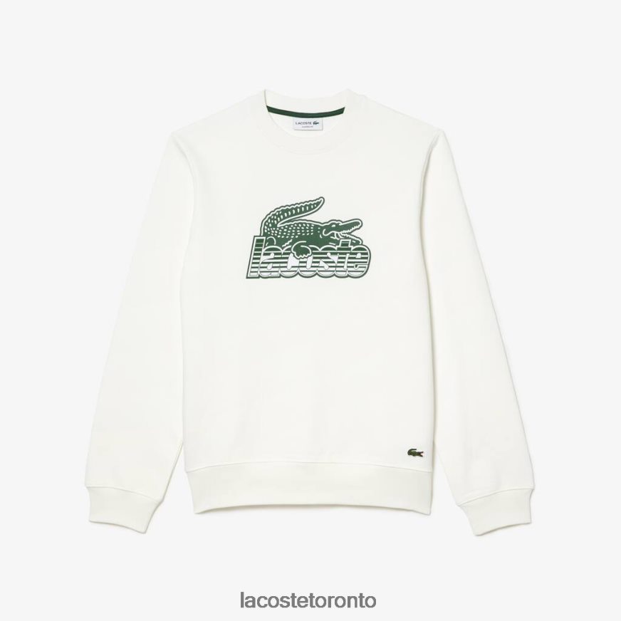 Clothing Lacoste Round Neck Unbrushed Fleece Sweatshirt White Men Z60BPR302