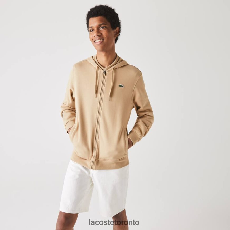 Clothing Lacoste SPORT Lightweight Bi-material Hoodie Beige Men Z60BPR981