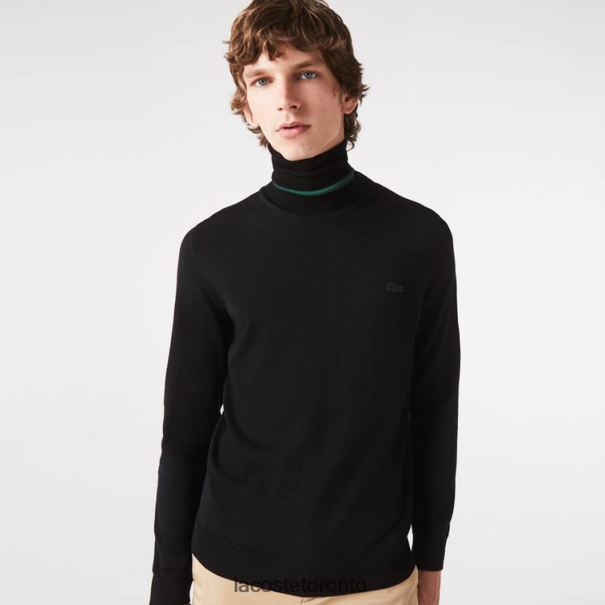 Clothing Lacoste Turtleneck Merino Wool Sweater Black Men Z60BPR1591