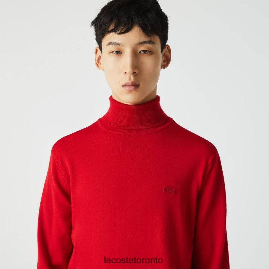 Clothing Lacoste Turtleneck Merino Wool Sweater Red Men Z60BPR1593