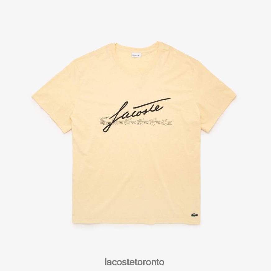 Clothing Lacoste Signature Print T-Shirt Yellow Men Z60BPR849