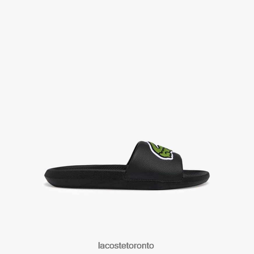 Shoes Lacoste Croco Synthetic Slides Black & Green Men Z60BPR1808