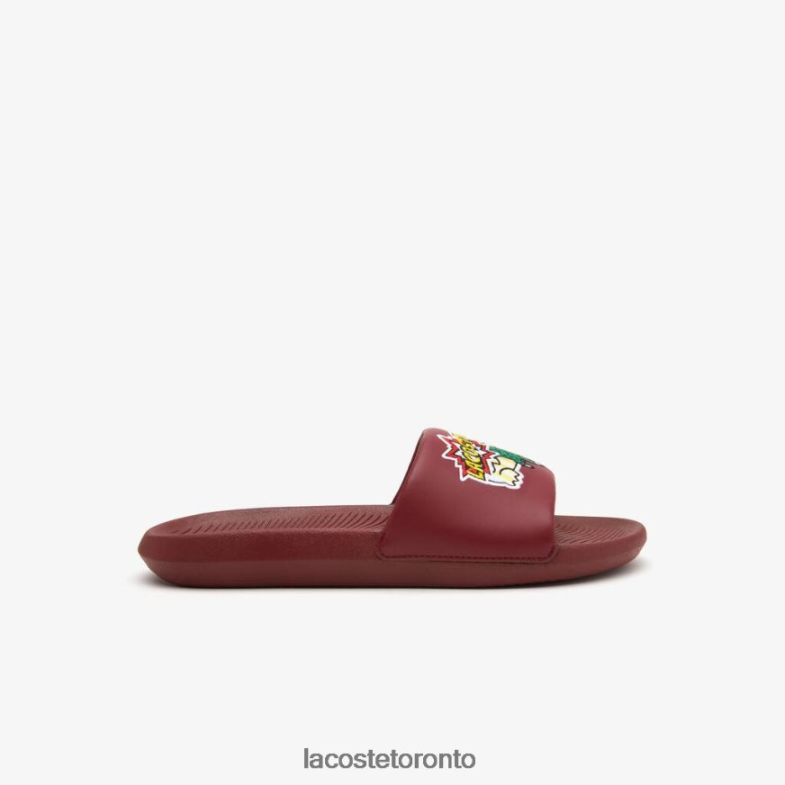 Shoes Lacoste Croco Synthetic Slides Burgundy/Yellow Men Z60BPR1774