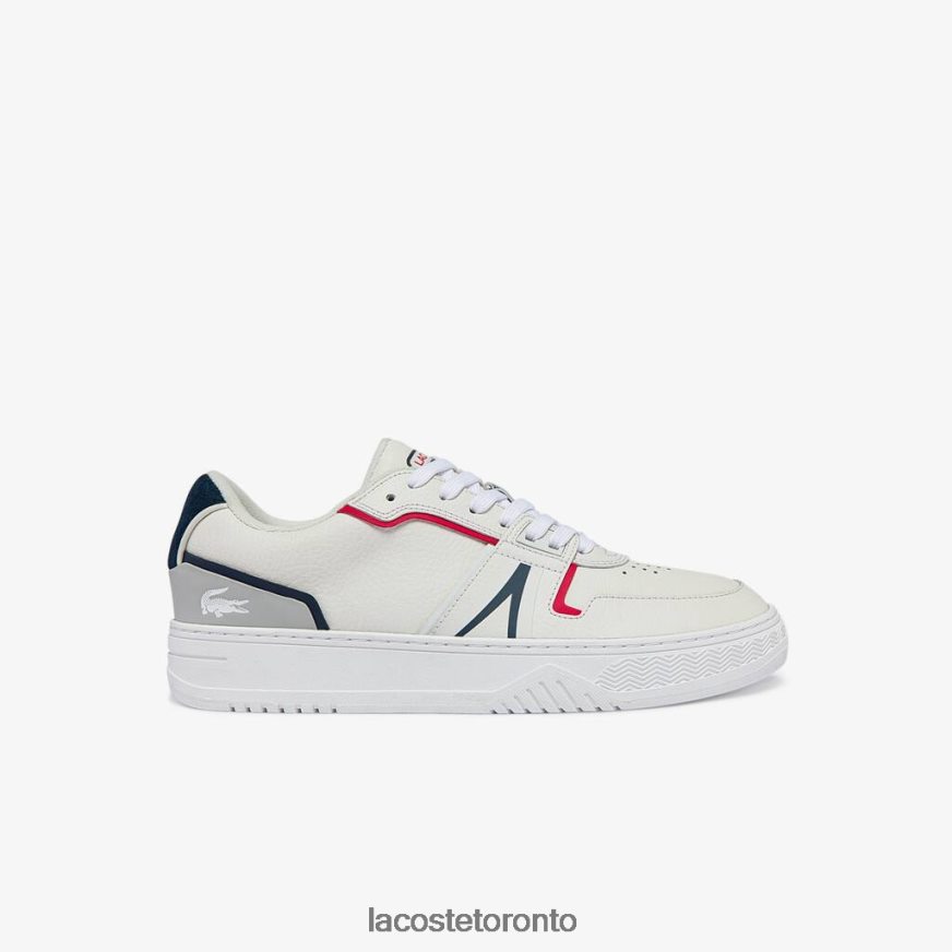 Shoes Lacoste L001 Leather Sneakers White, Navy & Red Men Z60BPR1841