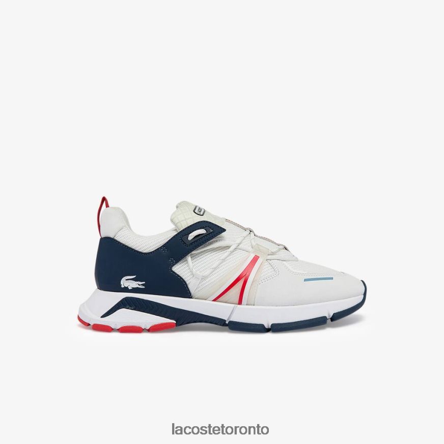 Shoes Lacoste L003 Textile Sneakers White, Navy & Red Men Z60BPR1799