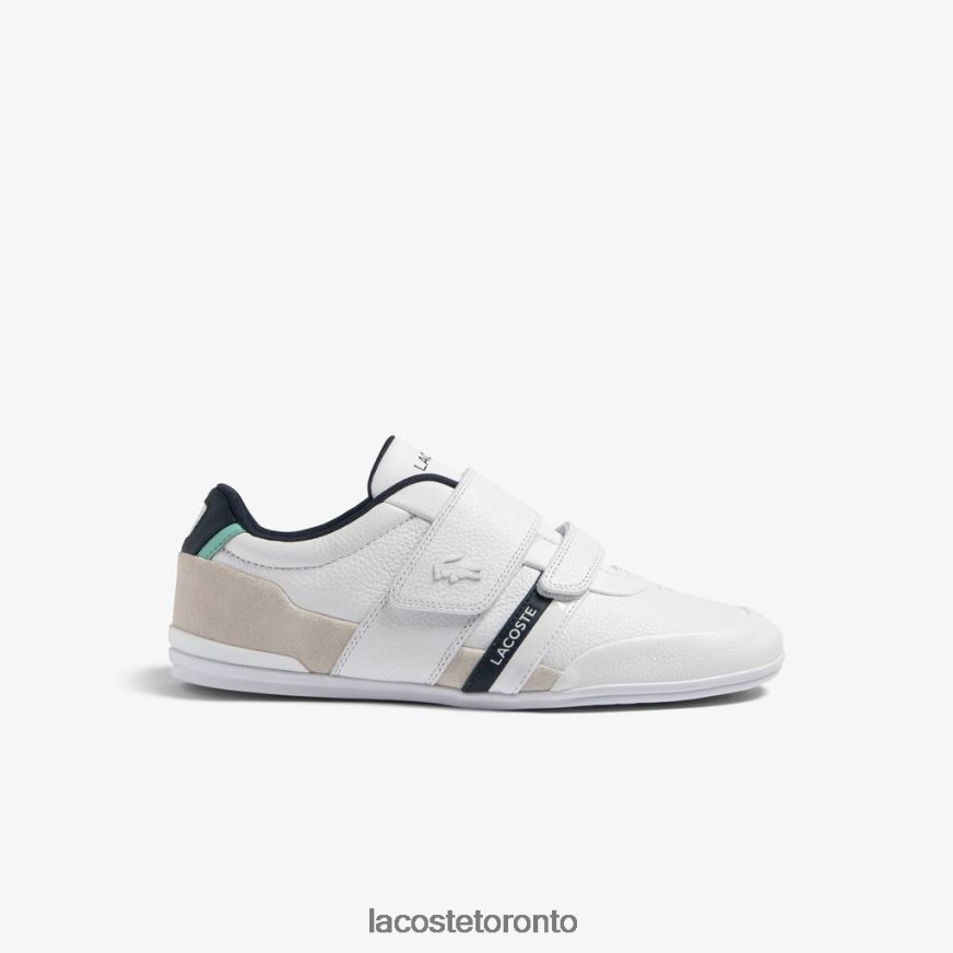 Shoes Lacoste Misano Strap Leather Sneakers White & Navy Men Z60BPR1727