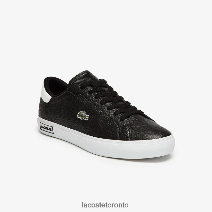 Shoes Lacoste Powercourt Leather Sneakers Black & White Men Z60BPR1805