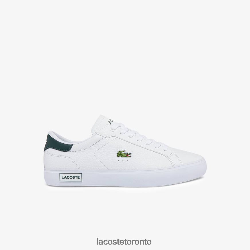 Shoes Lacoste Powercourt Leather Sneakers White & Dark Green Men Z60BPR1806