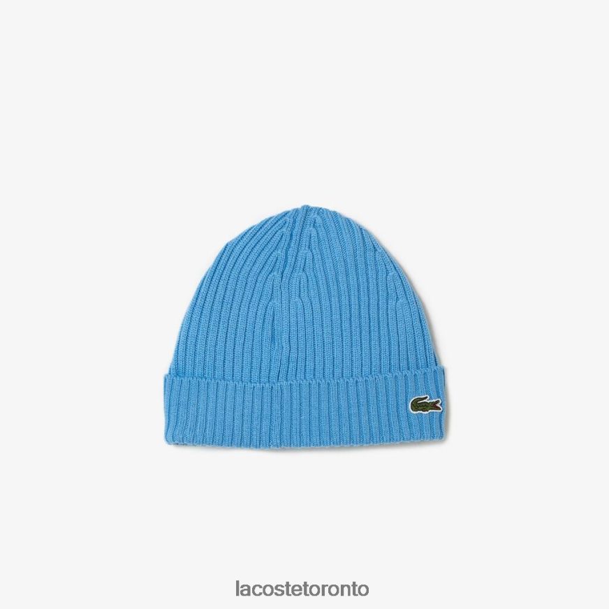 Accessories Lacoste Ribbed Wool Beanie Blue Unisex Z60BPR2272