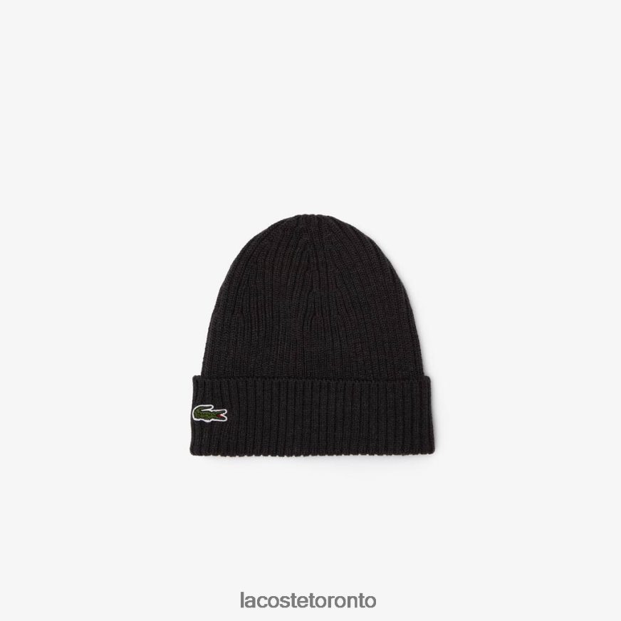 Accessories Lacoste Ribbed Wool Beanie Grey Unisex Z60BPR2230