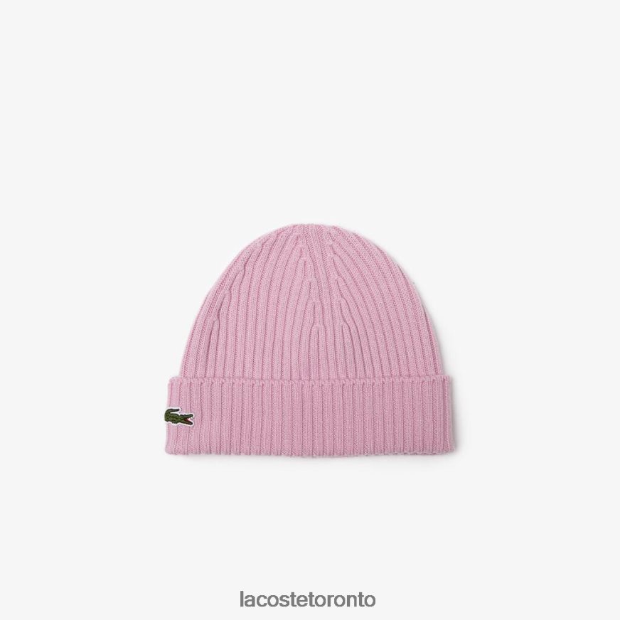 Accessories Lacoste Ribbed Wool Beanie Pink Unisex Z60BPR2276