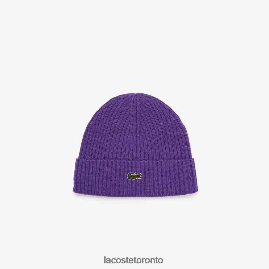 Accessories Lacoste Ribbed Wool Beanie Purple Unisex Z60BPR2270