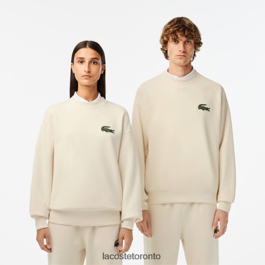 Clothing Lacoste Loose Fit Crocodile Badge Sweatshirt White Unisex Z60BPR324