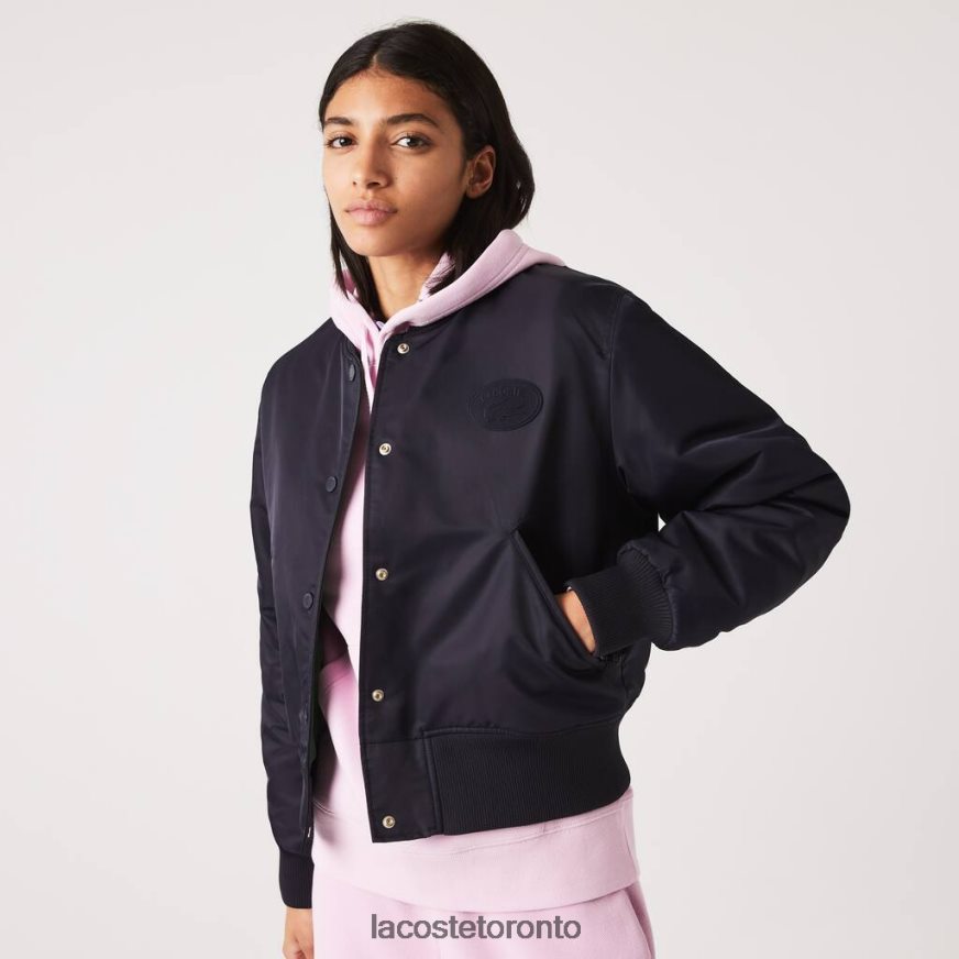 Clothing Lacoste Quilted Nylon Bomber Jacket Navy Blue Women Z60BPR2623