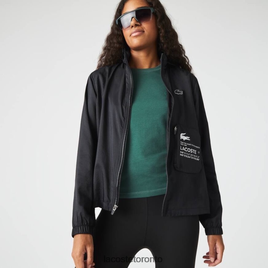 Clothing Lacoste SPORT Packable Water-Repellent Jacket Black Women Z60BPR2619