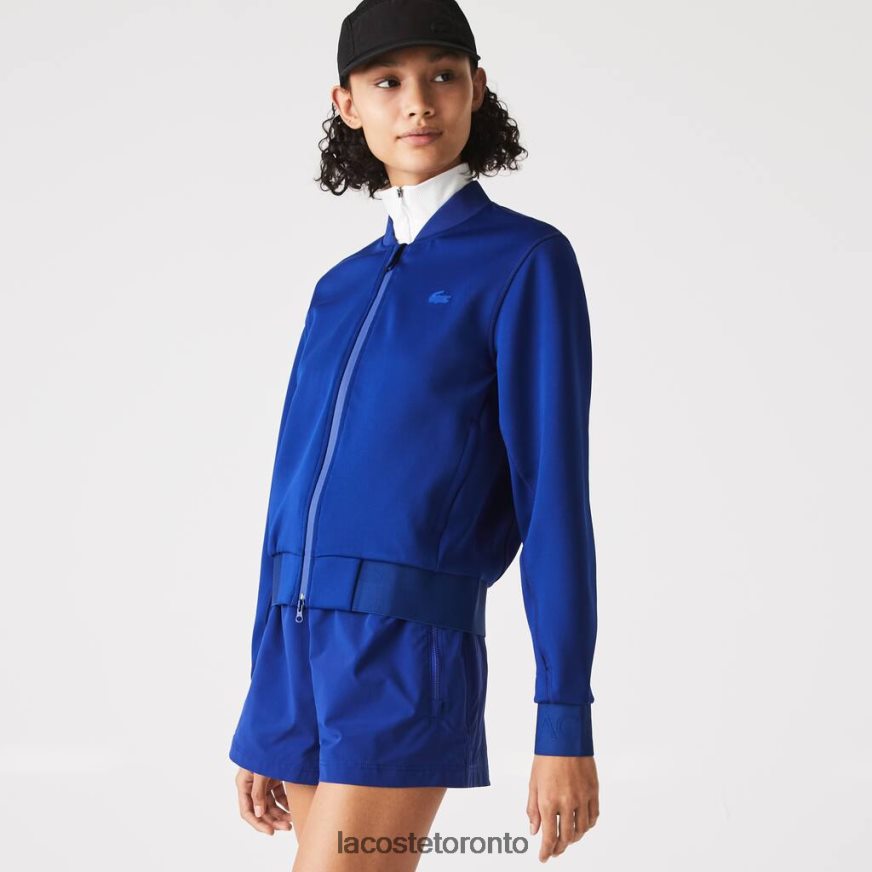 Clothing Lacoste Two-Ply Stretch Teddy Jacket Blue Women Z60BPR2625